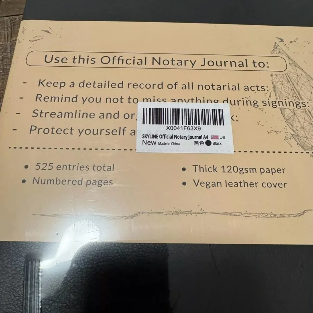 Skyline NOTARY JOURNAL State Journal of Notarial Acts Public Record Book A4 525